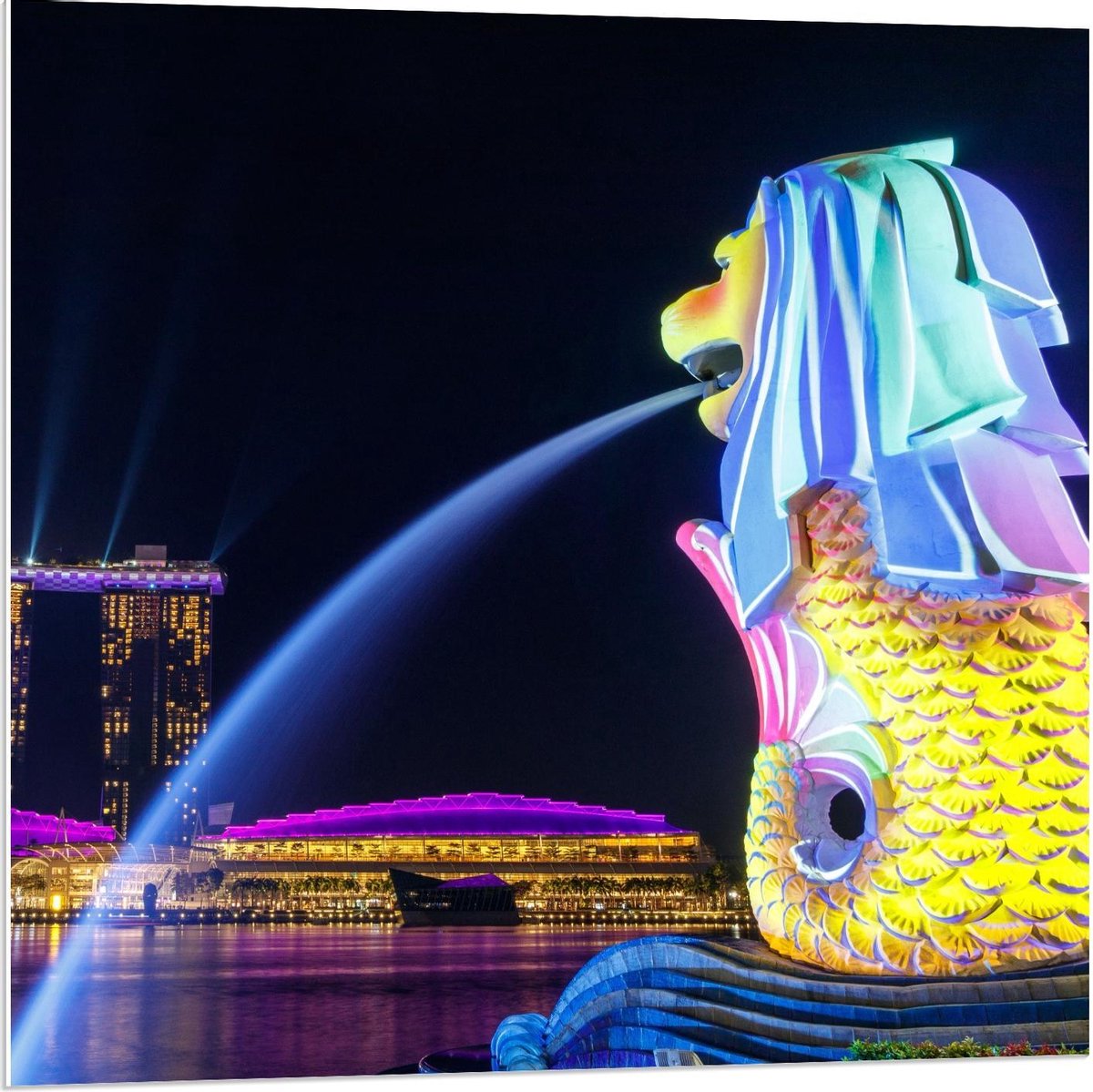 Forex - Fontein in Merlion Park, Singapore - 80x80cm Foto op Forex