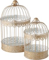 Set van 2x home decoratie vogelkooien goud 25 x 40 cm en 19 x 30 cm