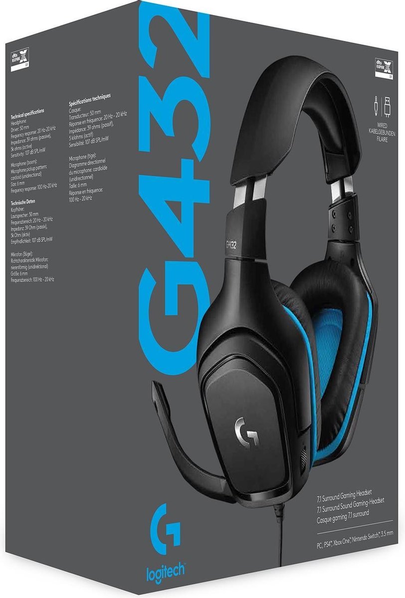 Logitech G432 - Gaming Headset - Geschikt voor PC - Blauw | bol.com