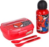 Spiderman lunchset - broodtrommel / beker / vork en lepel - Spider-Man set rood
