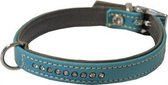 Merkloos Hondenhalsband Nappa Met Strass Turquoise / Grijs