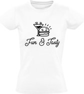 Fun & tasty Dames t-shirt | gezellig | eten | drinken | feesten | festival | grappig | cadeau | Wit