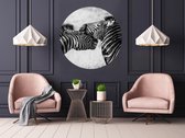 Luxe Behangcirkel zelfklevend zoenende zebra's - zwart wit - Sticky Decoration - wooncirkel - decoratie - woonaccesoires - behangcirkel - diameter 130 cm