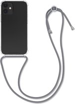 kwmobile telefoonhoesje compatibel met Apple iPhone 12 mini - Hoesje met koord - Back cover in transparant / grijs