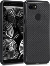 kwmobile telefoonhoesje compatibel met Google Pixel 3 - Hoesje voor smartphone in zwart - Glanzend Metallic Carbon design