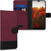 kwmobile telefoonhoesje voor Samsung Galaxy A20s - Hoesje met pasjeshouder in donkerrood / zwart - Case met portemonnee