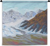 Wandkleed Geschilderde Winter - Digitaal geïllustreerd winters landschap Wandkleed katoen 180x180 cm - Wandtapijt met foto