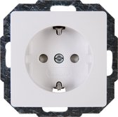 KOPP - Wandcontactdoos - Paris - Inbouw - 1-voudig Enkel Stopcontact - Randaarde - Kinderbeveiliging - Arctic Glans Wit - BES LED
