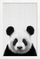 JUNIQE - Poster in houten lijst Panda zwart-wit foto -60x90 /Grijs &