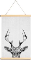 JUNIQE - Posterhanger Rendier zwart-wit foto -30x45 /Wit & Zwart
