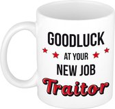 Goodluck traitor mok - kado beker nieuwe baan - kantoorhumor - afscheidscadeau collega / werknemer