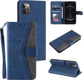 Stiksels Kalfsstructuur Horizontale Flip Leren Case met Houder & Kaartsleuven & Portemonnee Voor iPhone 12/12 Pro (Donkerblauw)