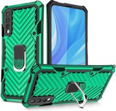 Voor Huawei Y9s Cool Armor PC + TPU schokbestendig hoesje met 360 graden rotatie ringhouder (donkergroen)