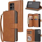 Voor Huawei P40 Pro + Rits Portemonnee Tas Horizontale Flip PU Lederen Case met Houder & 9 Kaartsleuven & Portemonnee & Lanyard & Fotolijst (Bruin)