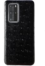 Voor Huawei P40 Struisvogel Textuur Hoofdlaag Koeienhuid Lederen Cover Case (Zwart)