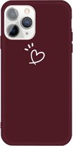 Voor iPhone 11 Pro Love-heart Letter Pattern Colorful Frosted TPU telefoon beschermhoes (wijnrood)
