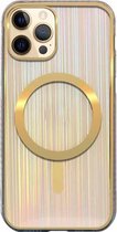 Kleurrijke Laser Magsafe-hoes TPU magnetische beschermhoes voor iPhone 12/12 Pro (geborsteld goud)