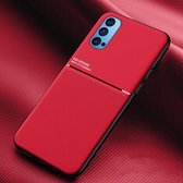 Voor OPPO Reno4 Pro Classic Tilt Strip Grain Magnetisch Schokbestendig PC + TPU-hoesje (rood)