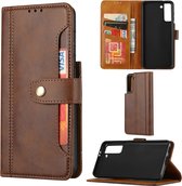 Voor Samsung Galaxy S30 Plus Kalf Textuur Dubbele Vouwsluiting Horizontale Flip Lederen Case met Fotolijst & Houder & Kaartsleuven & Portemonnee (Koffie)