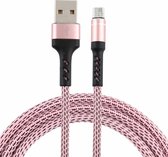 2A USB naar micro-USB tweekleurige gevlochten datakabel, kabellengte: 1m (roze)