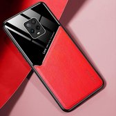 Voor Xiaomi Redmi 10X Pro 5G All-inclusive leer + telefoonhoes van organisch glas met metalen ijzeren plaat (rood)