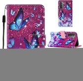 Voor Samsung Galaxy S30 Plus Cross Texture Painting Pattern Horizontale Flip lederen tas met houder & kaartsleuven & portemonnee & lanyard (paarse vlinder)