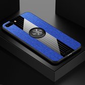 Voor iPhone 8 Plus / 7 Plus XINLI Stikstof Textuur Schokbestendig TPU beschermhoes met ringhouder (blauw)