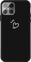 Three Dots Love-heart Pattern Frosted TPU beschermhoes voor iPhone 12 Mini (zwart)