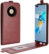 Voor Huawei Mate 40 Pro R64 Textuur Enkele Verticale Flip Lederen Beschermhoes met Kaartsleuven & Fotolijst (Bruin)