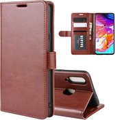 Voor Galaxy A20s R64 Texture Single Fold Horizontale Flip Leather Case met houder & kaartsleuven & portemonnee (bruin)