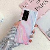 Voor Huawei P40 Pro / Pro + Laser Marble Pattern TPU beschermhoes (Pink Floating Cloud)