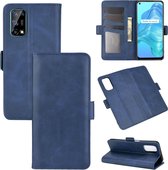 Voor OPPO Realme V5 / K7X / Realme Q2 / Realme 7 5G Dubbelzijdige magnetische gesp Horizontale flip lederen tas met houder & kaartsleuven & portemonnee (donkerblauw)