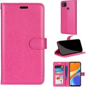 Voor Xiaomi Redmi 9C Pure Color Horizontale Flip PU lederen tas met houder & kaartsleuven & portemonnee & fotolijst (Rose Red)