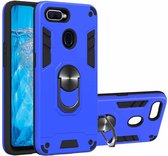 Voor OPPO F9 & F9 Pro 2 in 1 Armor Series PC + TPU beschermhoes met ringhouder (donkerblauw)