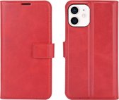 Retro kalfspatroon gesp horizontale flip lederen tas met houder & kaartsleuf & portemonnee voor iPhone 12 Mini (rood)