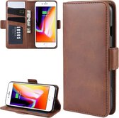 Voor iPhone SE 2020/8/7 dubbele gesp Crazy Horse zakelijke mobiele telefoon holster met kaart portemonnee beugel functie (bruin)