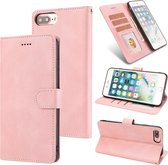 Fantasie Klassiek Huid-aanvoelend Kalfsleer Textuur Magnetische gesp Horizontale Flip PU lederen tas met houder & kaartsleuf & portemonnee voor iPhone 8 Plus / 7 Plus (Rose Gold)