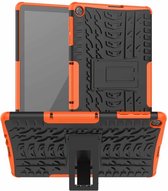 Voor Huawei MatePad T10 / T10S / Enjoy 2 Bandentextuur Schokbestendig TPU + PC-beschermhoes met houder (oranje)