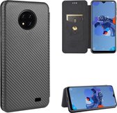 Voor Oukitel C19 koolstofvezel textuur magnetische horizontale flip TPU + pc + PU lederen tas met kaartsleuf (zwart)