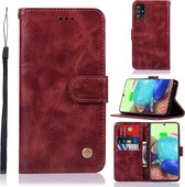 Voor Samsung Galaxy A71 5G Koperen Gesp Retro Crazy Horse Textuur Horizontale Flip Leren Case met Houder & Kaartsleuven & Portemonnee (Wijnrood)