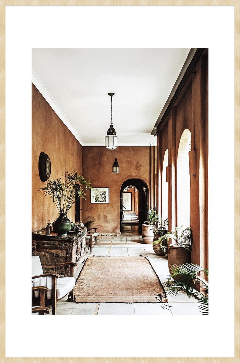 Schilderij - interieur - aardetinten - Collectie Travel stories - Forex met blanke lijst - 98x148cm