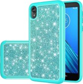 Voor Motorola Moto E6 Glitter Poeder Contrast Huid Schokbestendig Silicone + PC Beschermhoes (Groen)