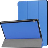 Voor Huawei MediaPad T3 10 Custer Texture Horizontaal Flip Leren Case met Drie-vouwbare Houder (Blauw)