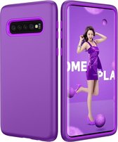 Effen kleur TPU + pc beschermend hoesje voor Galaxy S10 (paars)