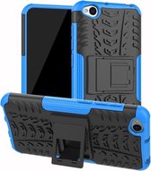 Tire Texture TPU + PC schokbestendige beschermhoes voor Xiaomi Redmi Go, met houder (blauw)