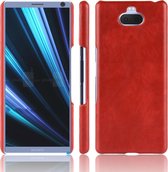 Schokbestendige Litchi Texture PC + PU-hoes voor Sony Xperia 10 (rood)