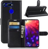 Litchi Texture horizontale flip lederen tas voor Huawei Honor View 20, met portemonnee en houder en kaartsleuven (zwart)
