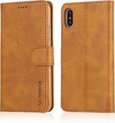 Voor iPhone XR LC.IMEEKE kalfsleer Horizontale flip lederen tas, met houder & kaartsleuven & portemonnee (geel)