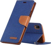 MERCURY GOOSPERY CANVAS DAGBOEK Denim Texture Horizontal Flip lederen tas voor iPhone XR, met houder & kaartsleuven & portemonnee (blauw)
