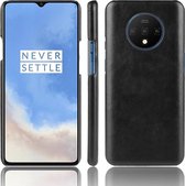 Voor OnePlus 7T schokbestendige Litchi Texture PC + PU-hoes (zwart)